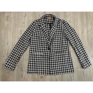 POL Black and White Plaid One Button Blazer Women’s Size M